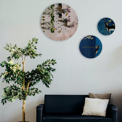 Indigo Calamine Round Art