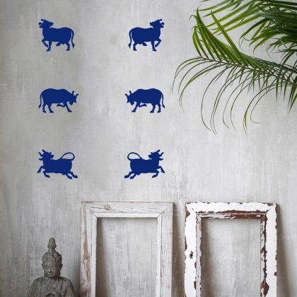 Cows Of Pichwai (Indigo)